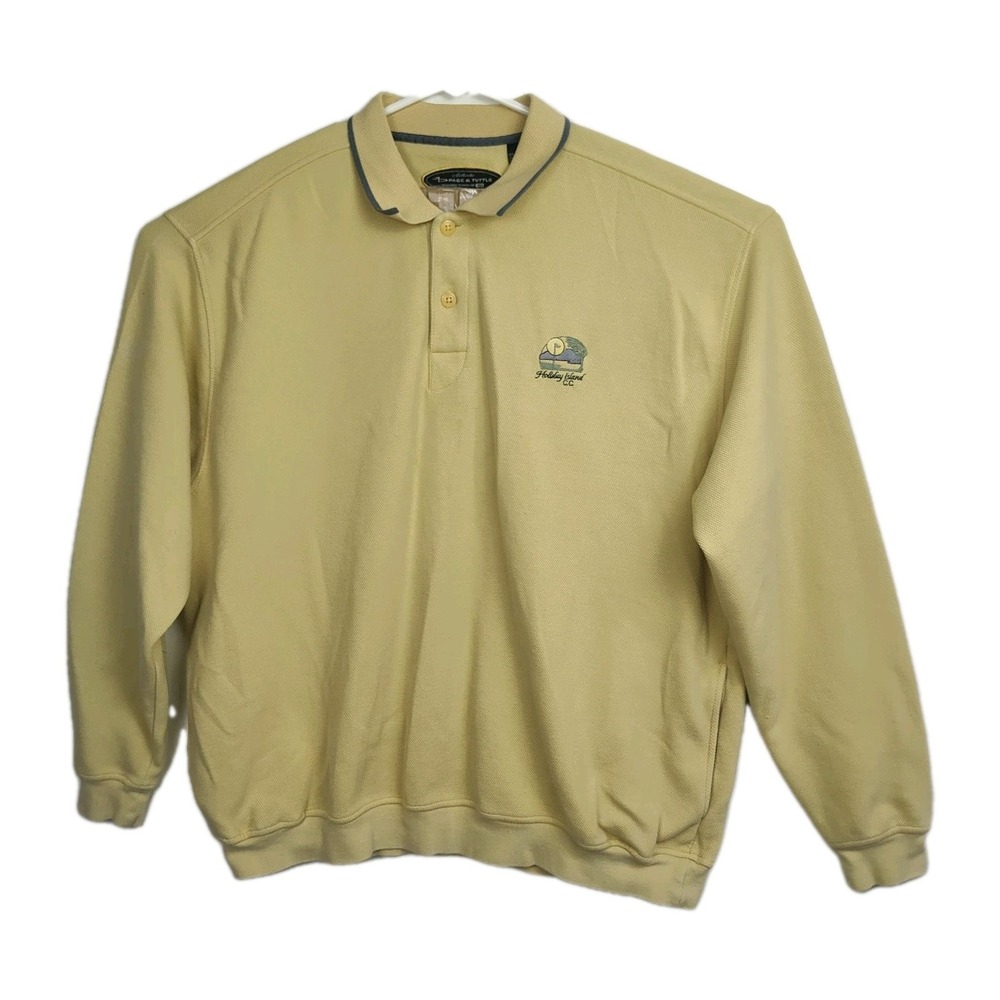 Page & Tuttle Holiday Island‎ C.C. Polo Shirt Men's XXL Yellow Long Slvs Logo